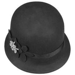 Glockenhut Mit Filzblumen Und Strass By Lipodo -Modehutgeschäft Glockenhut mit Filzblumen und Strass by Lipodo dunkelgrau.51738 1rf23