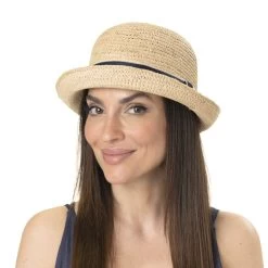 Melone Raffiastroh Mit Denimband By Lierys -Modehutgeschäft Melone Raffiastroh mit Denimband by Lierys.61523 7