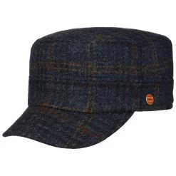 Shetland Wool Check Armycap By Mayser -Modehutgeschäft Shetland Wool Check Armycap by Mayser blau.63492 rf2