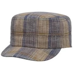 Sören Check Armycap By Mayser -Modehutgeschäft Soeren Check Armycap by Mayser beige blau.61235 rf212